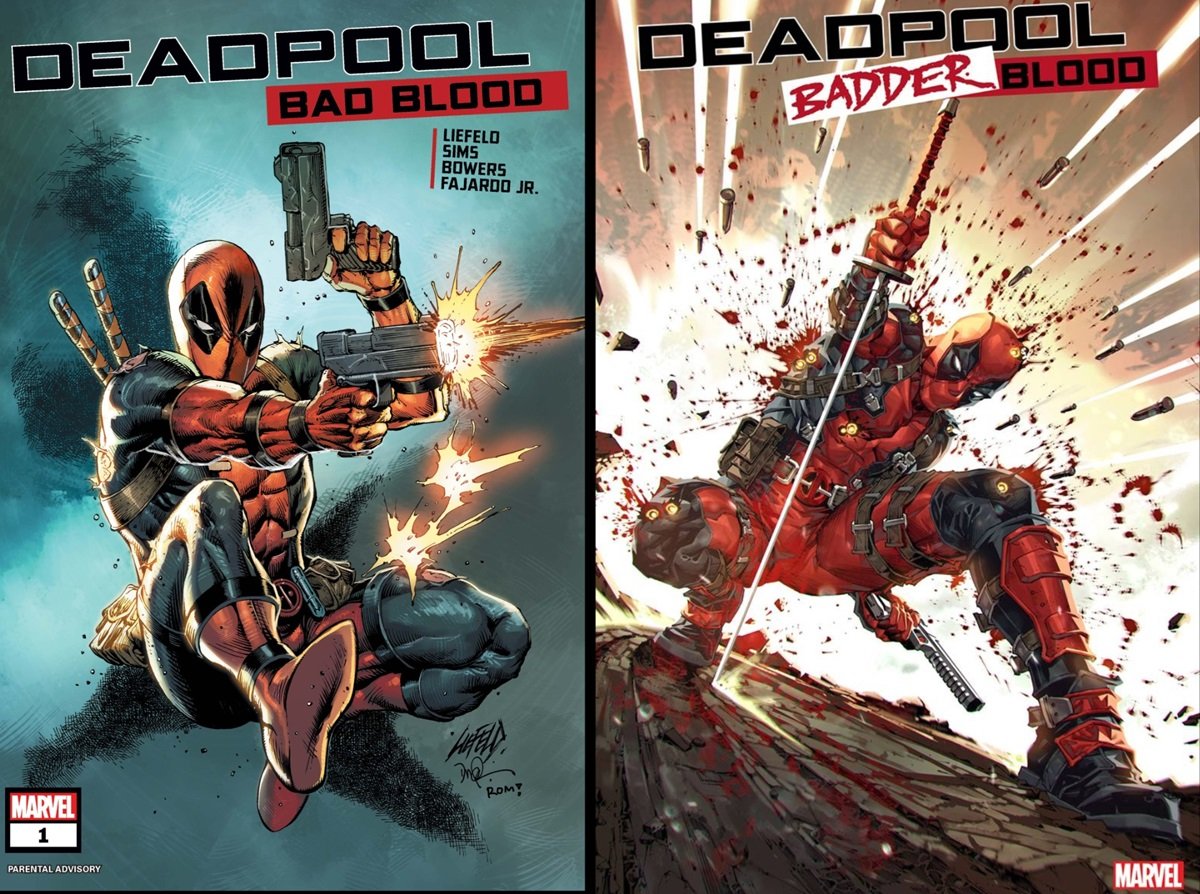 Rob Liefeld's art from Deadpool: Bad Blood and Deadpool: Badder Blood (2022, 2023)