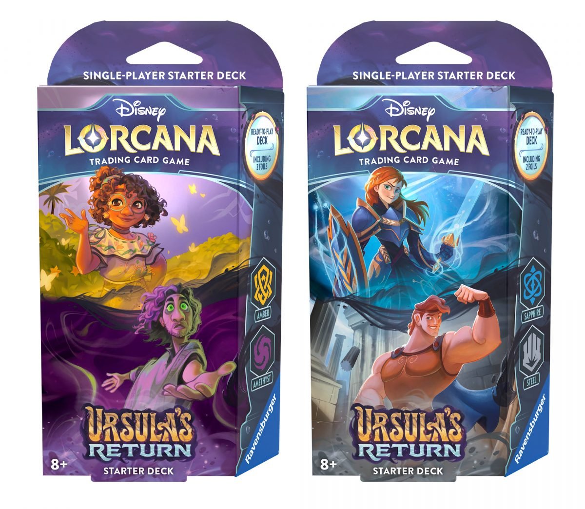 Disney Lorcana: Ursula's Return Starter Deck boxes featuring Mirabel and Ariel on the boxes