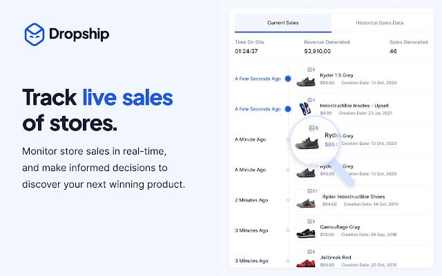 Live sales tracker of Dropship