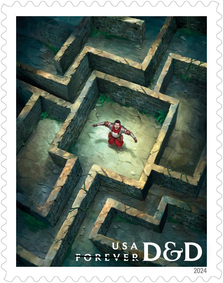A lone figure lost in a maze, perhaps the victim of a ten-minute “maze” spell, appears in an illustration that appeared in the 2020 book Wizards and Spells: A Young Adventurer’s Guide.