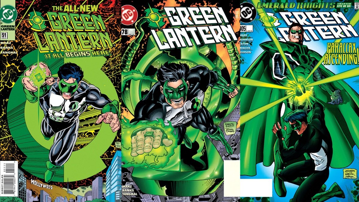 Cover art for the Kyle Rayner Green Lantern years in the '90s.