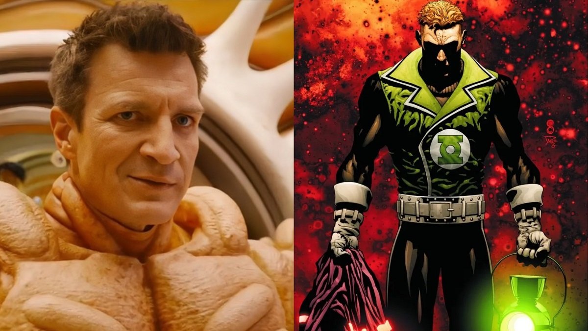 Nathan Fillion in Guardians of the Galaxy Vol. 3, and DC's hothead Green Lantern Guy Gardner.