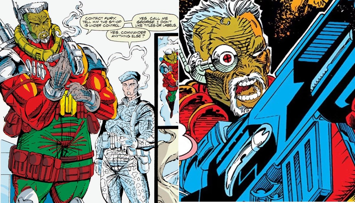 The first appearance of G.W. Bridge in X-Force #1 from 1991. Art by Rob Liefeld. 