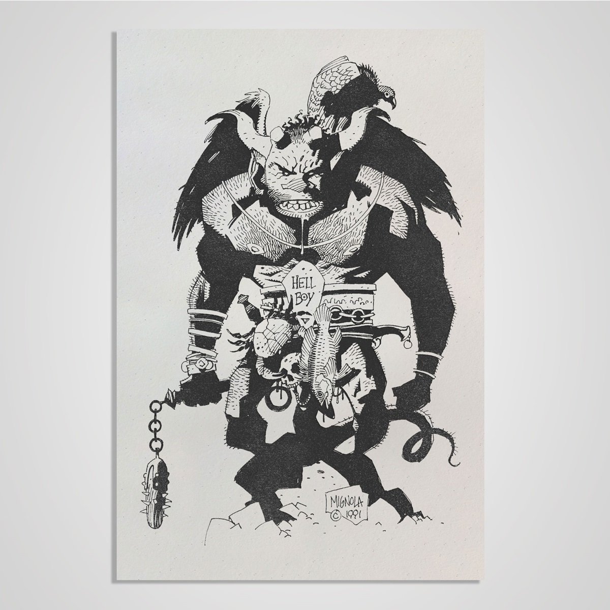 Hellboy Letterpress image from artist Mike Mignola.