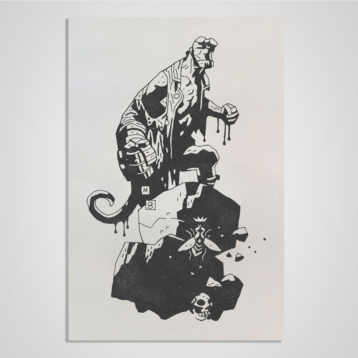 Hellboy Letterpress image from artist Mike Mignola.