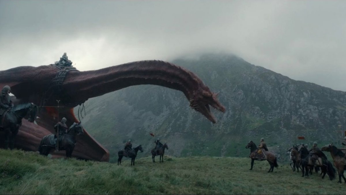 House of the dragon daemon and his dragon caraxes in the riverlands