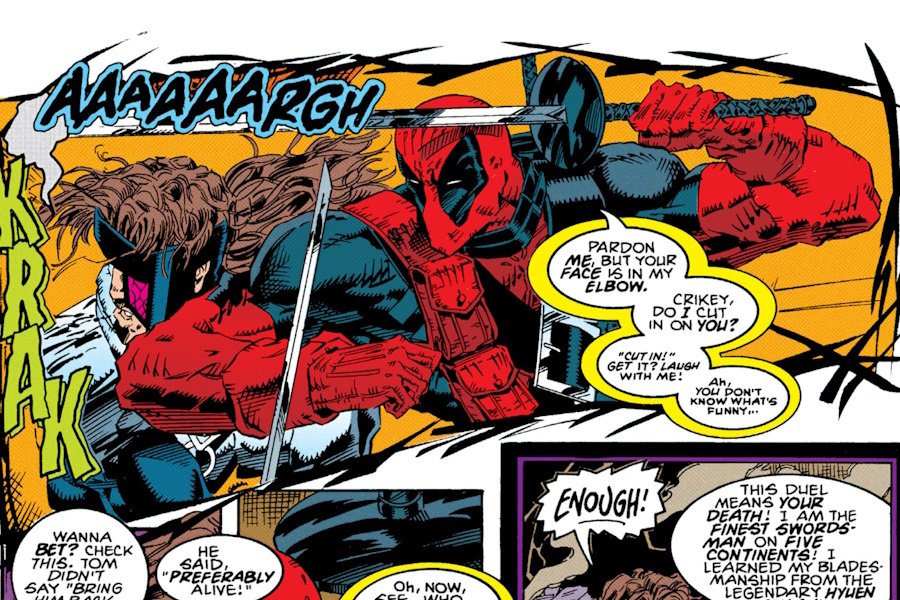 A panel from Mark Waid's Deadpool.