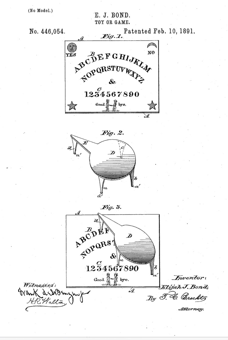 A copy of the original drawings Ouija board