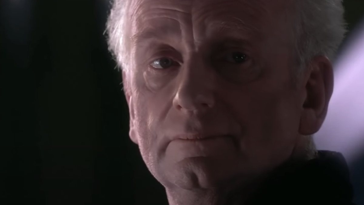 Palpatine looks at Anakin at the opera in Revenge of the Sith