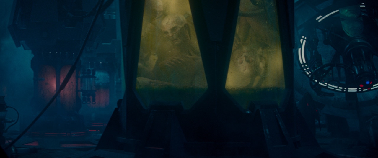 Vats of Snoke bodies in yellow liquid from The Rise of Skywalker