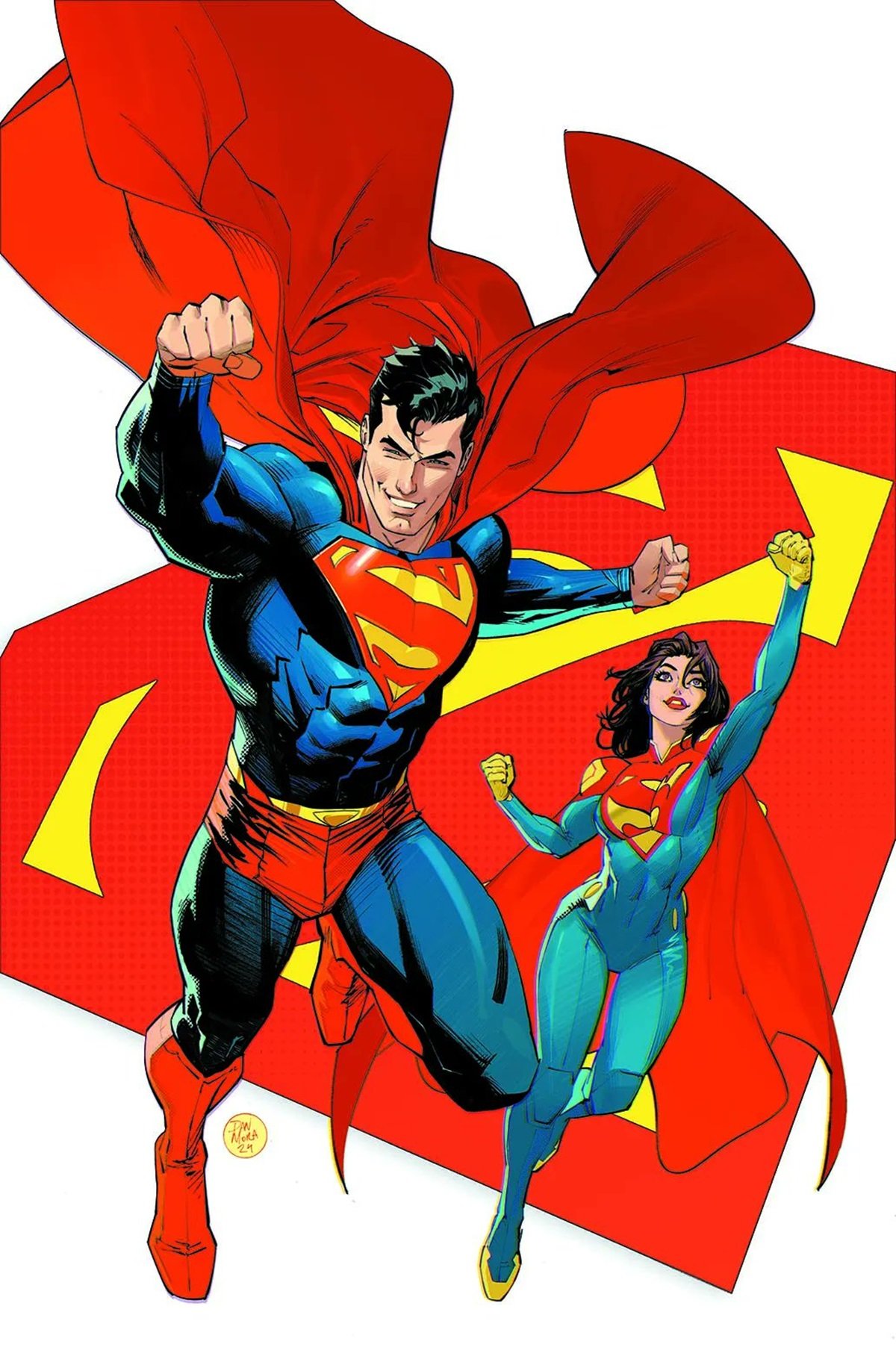 Superman and Superwoman (Lois Lane) in the DC All-In launch cover by Dan Mora.