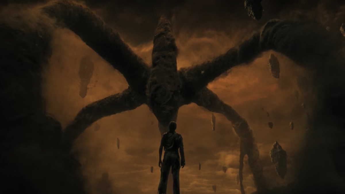 Henry Creel gazes upon the Mind Flayer in the Upside Down on Stranger Things 4