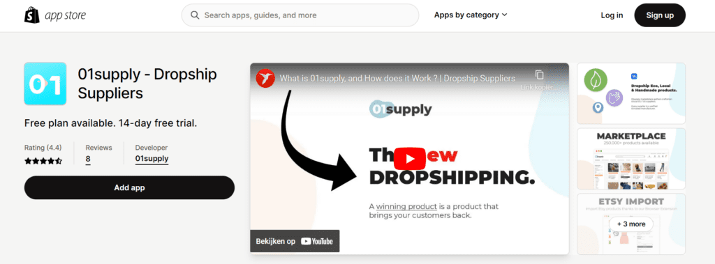 01Supply Shopify app