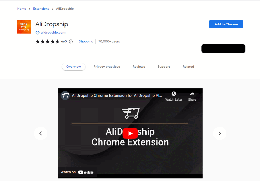 AliDropship chrome web store