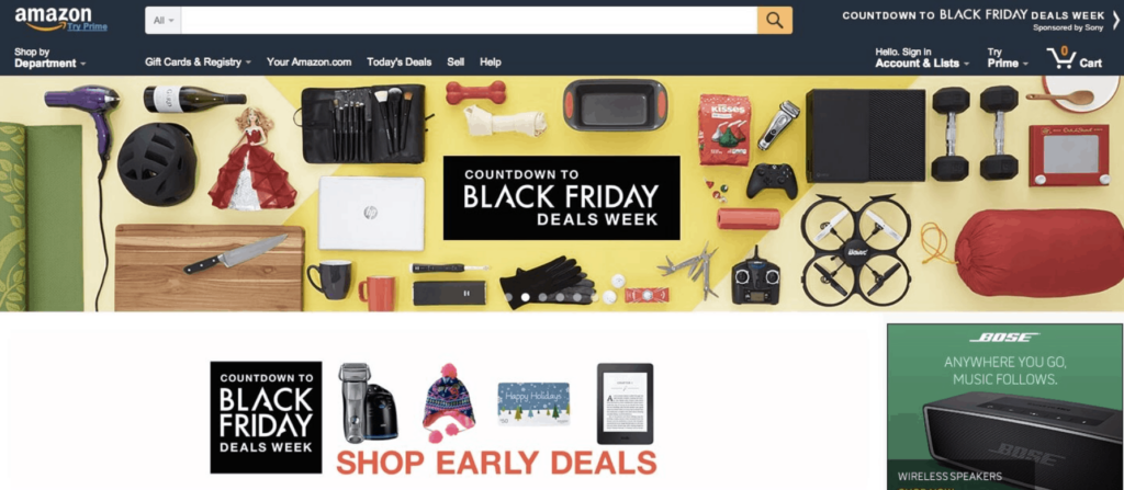 Amazon's Black Friday homepage
