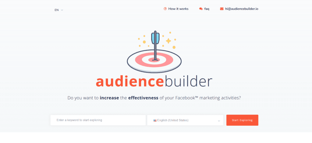 Audience Builder homepage