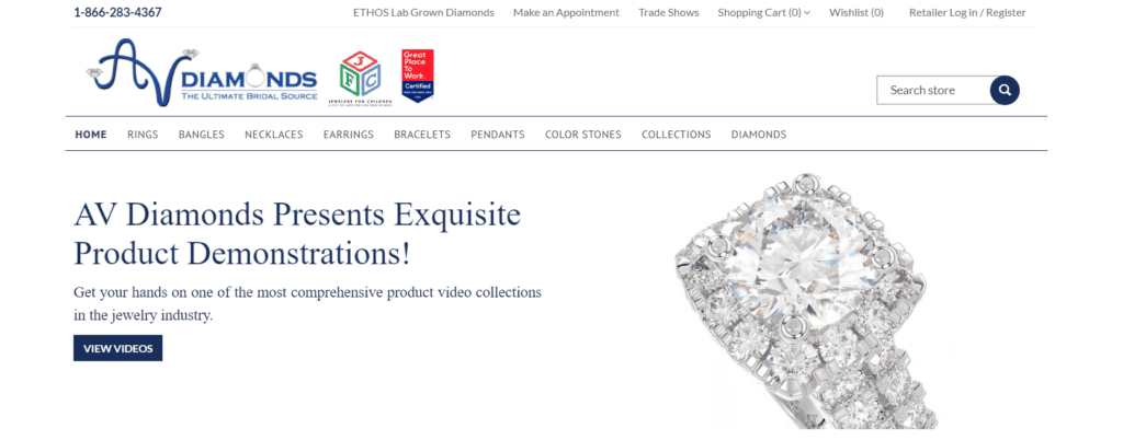 AV Diamonds homepage