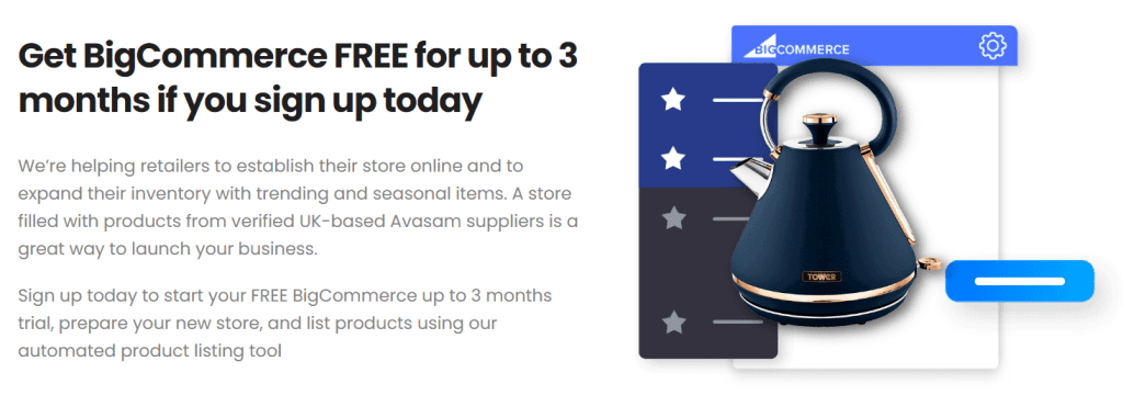 Avasam offering a free 3 months BigCommerce trial