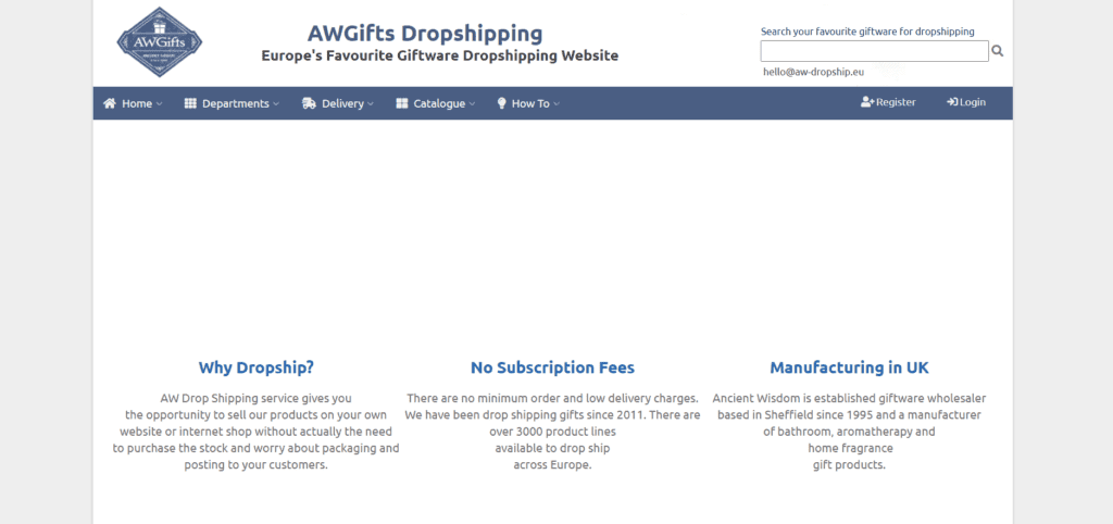 AW Dropship homepage