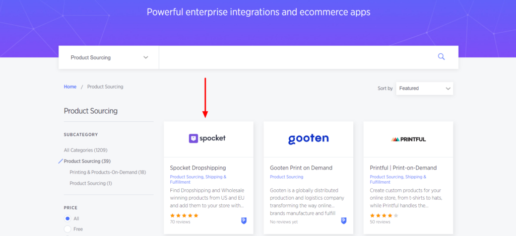 Supplier apps on the BigCommerce App store