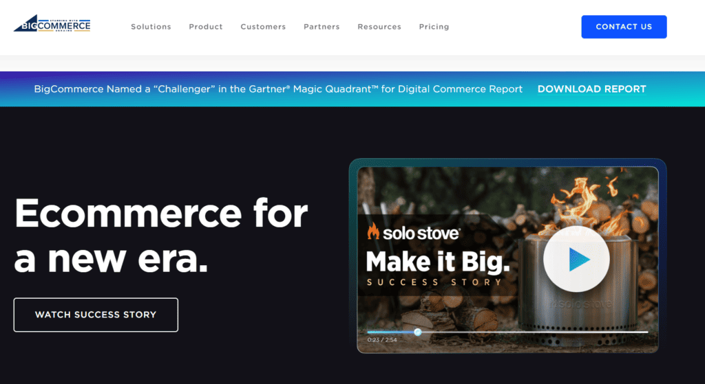 Home page of BigCommerce