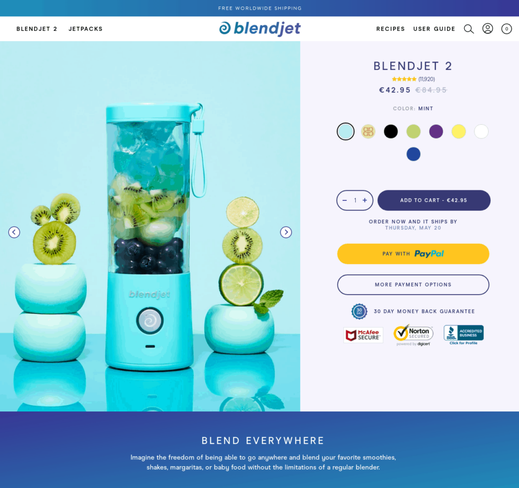 Private labeled dropshipping product example Blendjet