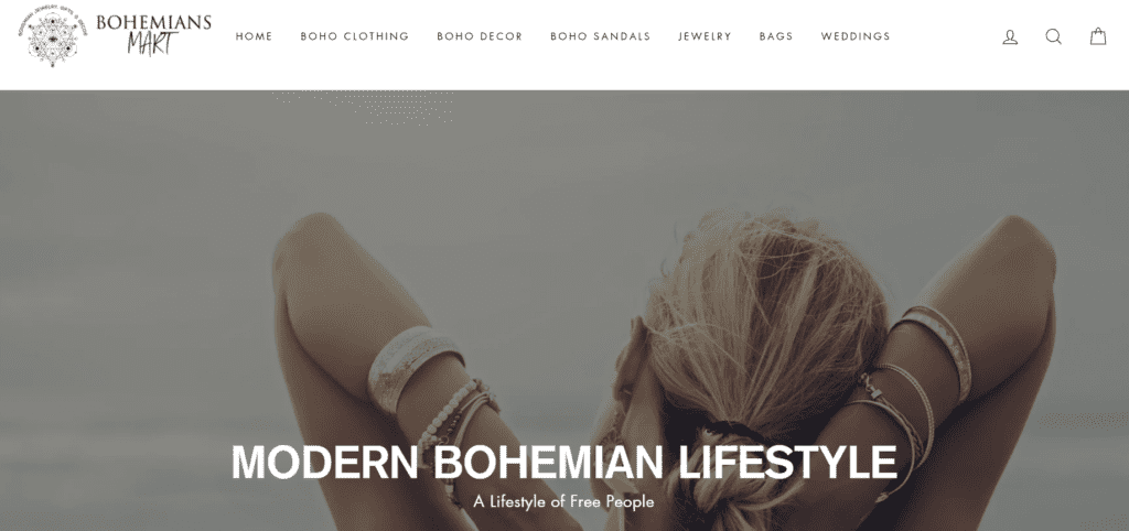 Homepage of Bohemians Mart