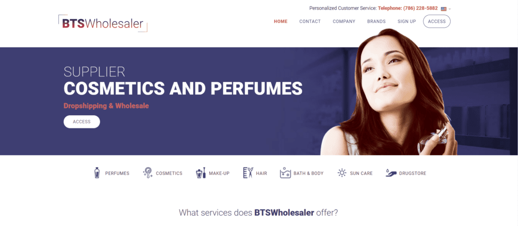 BTS Wholesaler private label beauty supplier homepage