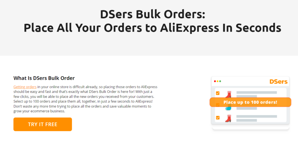 Order in bulk feature of DSers