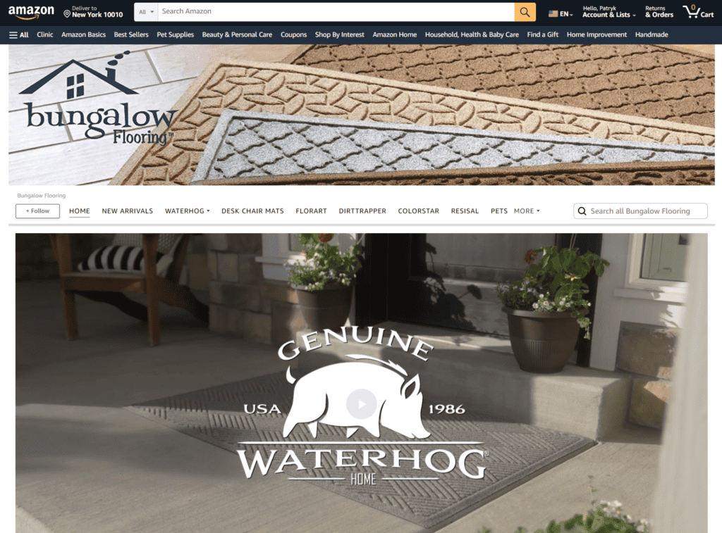 Bungalow Flooring Amazon store page