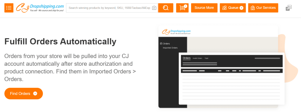 Order fulfilling feature of CJDropshipping