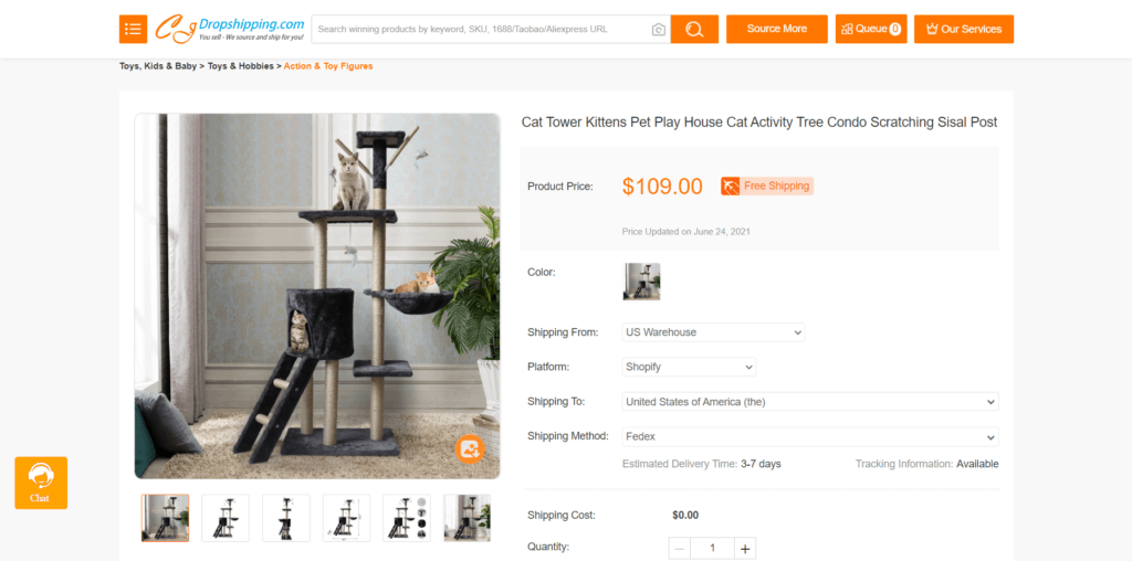 High-ticket dropshipping product example cat tower CJdropshipping