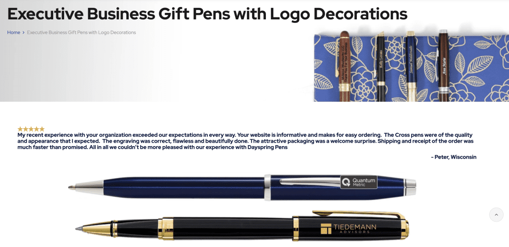 Corporate pen gift