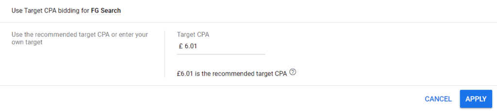 Google Ads target CPA