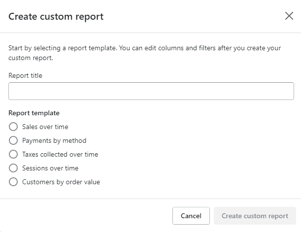 Create a custom report with shopify