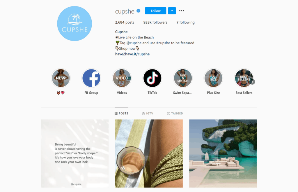 Cupshe Ecommerce Store Instagram Account Examples