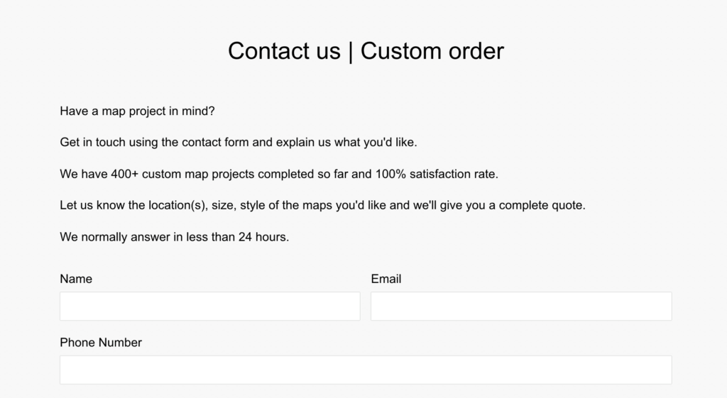 custom order review page