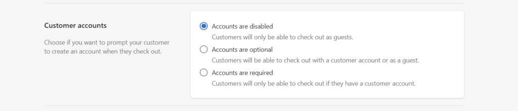 How to disable customers required to create an account Shopify