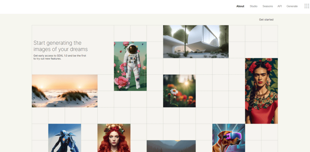 DreamStudio homepage