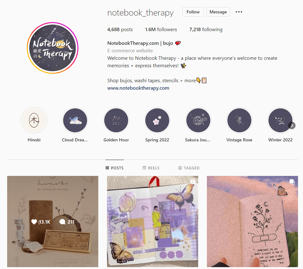 Instagram account from Notebook Therapy