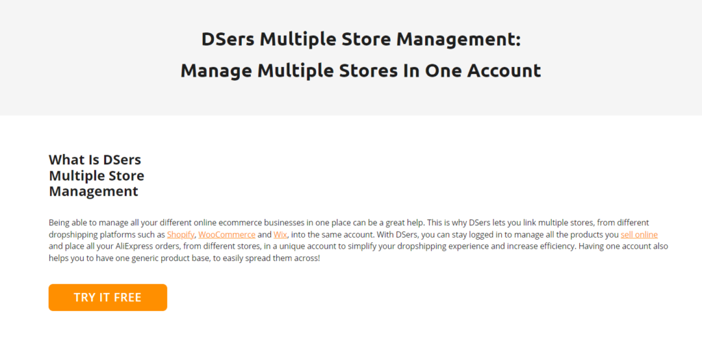 Multi store management of DSers