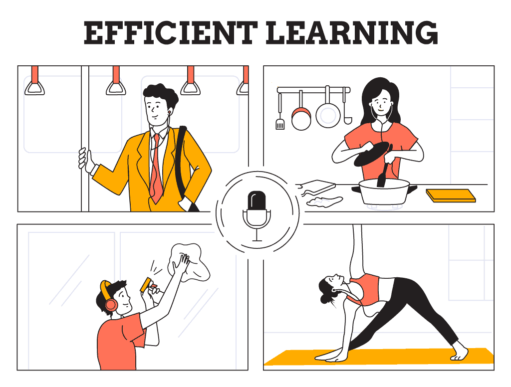 Efficient learning demonstrated in four different scenarios