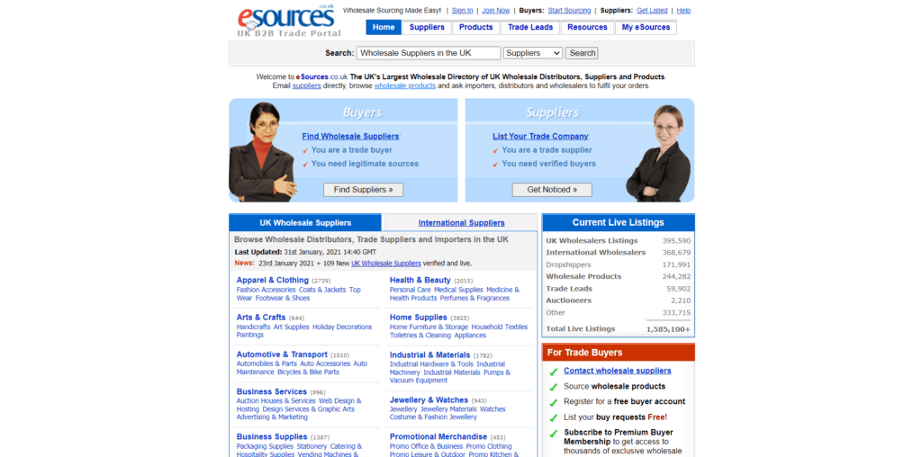 eSources homepage
