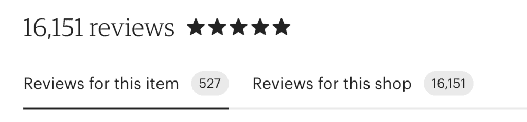 Seller reviews of Etsy
