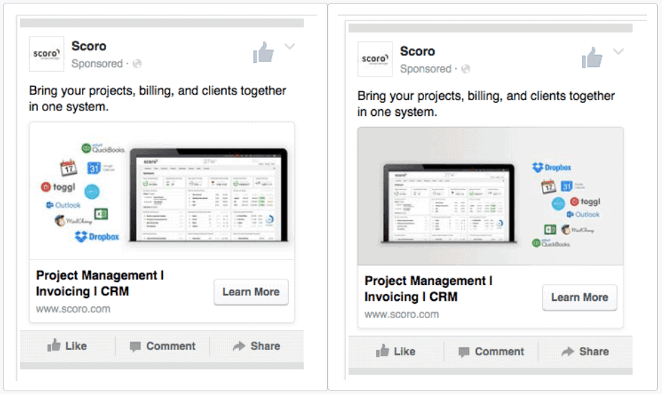 Small changes to Facebook Ad example