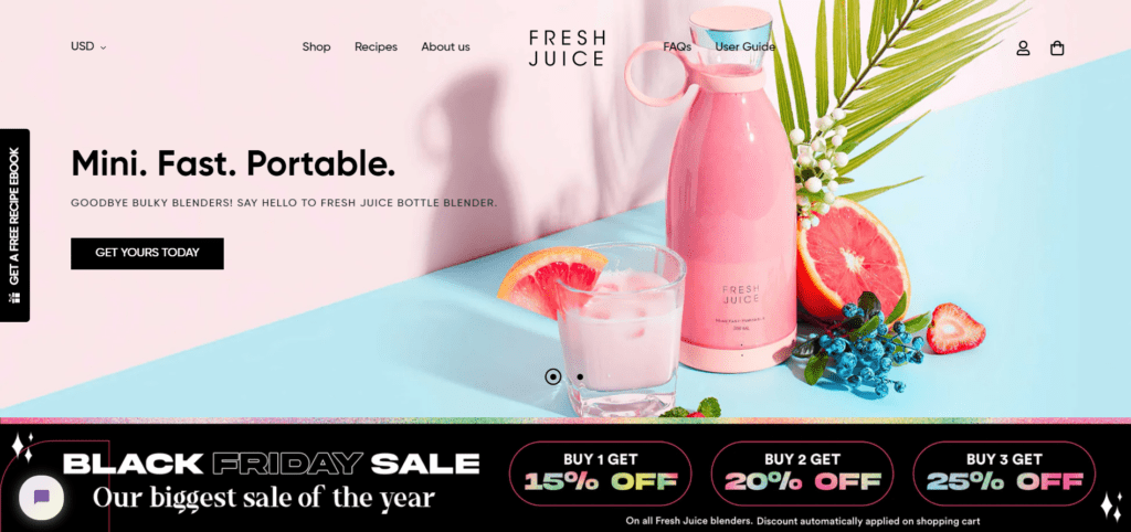 Homepage of Fresh Juice Blender