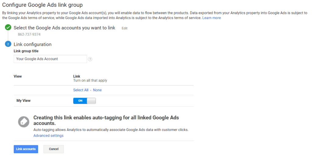 Google Analytics Link Google Ads