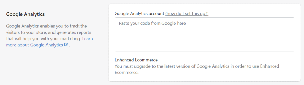 Google Analytics enabled on Shopify