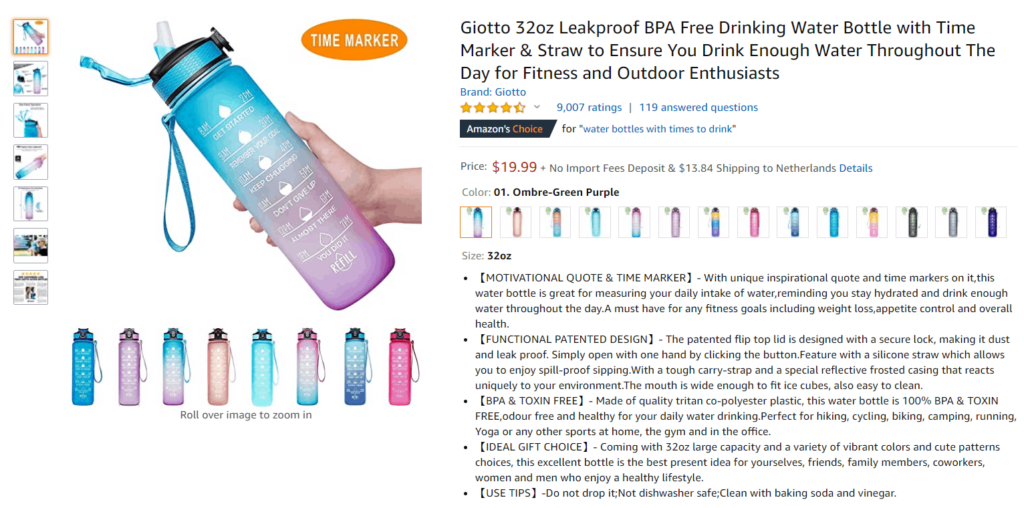 High-End water bottles Amazon dropshipping product idea