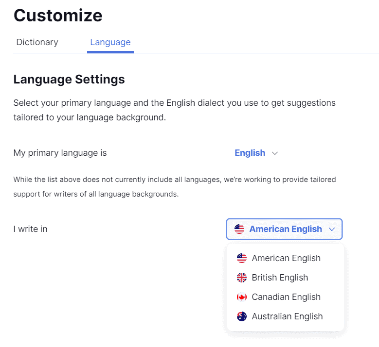 Langue settings, I have set it on 'American English'.